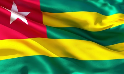 Obraz premium Realistic silk material Togo waving flag, high quality detailed fabric texture. 3d illustration