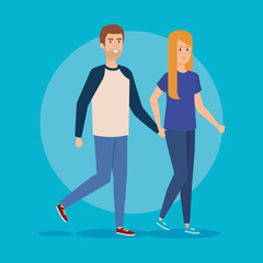 young couple avatars characters