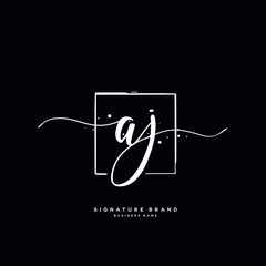 A J AJ Initial letter handwriting and  signature logo.