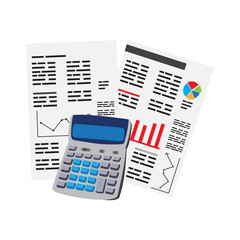 Business reports with a calculator. Vector illustration design