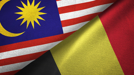Malaysia and Belgium two flags textile cloth, fabric texture