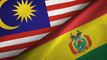 Malaysia and Bolivia two flags textile cloth, fabric texture