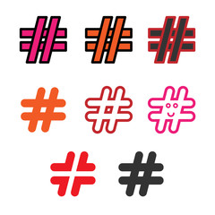 Obraz premium Hashtag icons set. Hash Tag pictograms. Vector icons