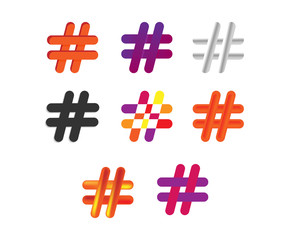 Hashtag icons set. Hash Tag pictograms. Vector icons