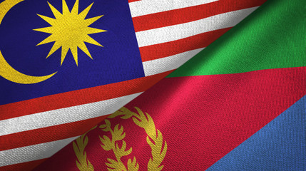 Malaysia and Eritrea two flags textile cloth, fabric texture