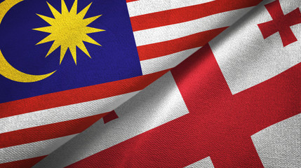 Malaysia and Georgia two flags textile cloth, fabric texture