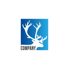 caribou logo with the square design vector illustration