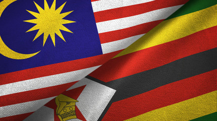 Malaysia and Zimbabwe two flags textile cloth, fabric texture