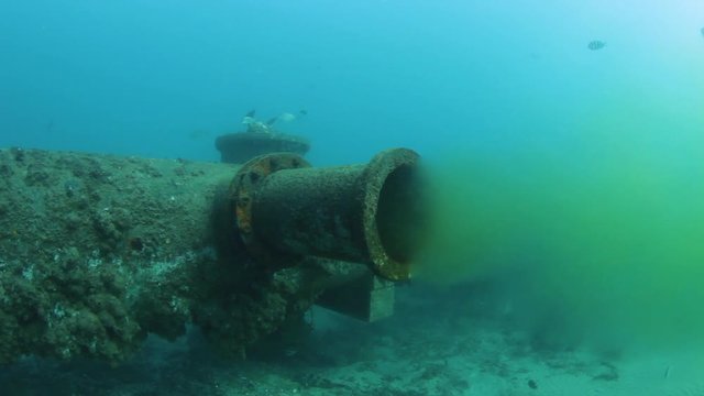 Treated sewer being released into the ocean as recycled water