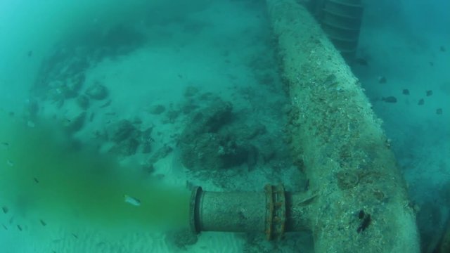 Underwater sewer outlet discharging waste into the ocean