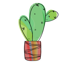 Watercolor cactus in a pot plant. VEctor illustration design