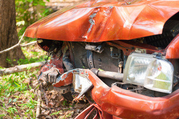 Car collapses after collision