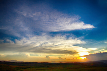 sunset over a field