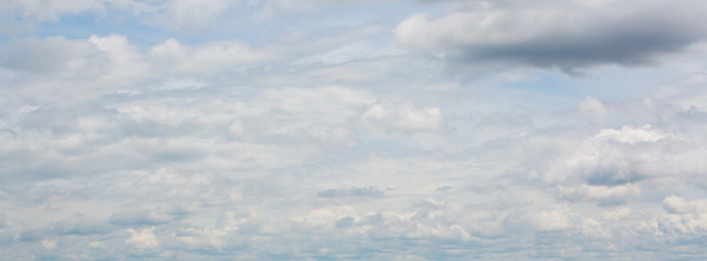 panorama image, dramatic cloud moving above blue sky, cloudy day weather background