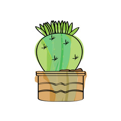 Watercolor cactus in a pot plant. VEctor illustration design