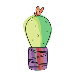Watercolor cactus in a pot plant. VEctor illustration design