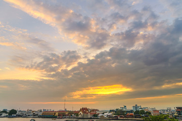 Cumulus clouds over bangkok city on sunset time, cloudscape