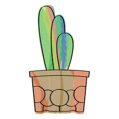 Watercolor cactus in a pot plant. VEctor illustration design