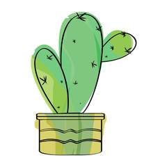 Watercolor cactus in a pot plant. VEctor illustration design