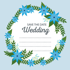 wedding card with flowers and branches leaves plants
