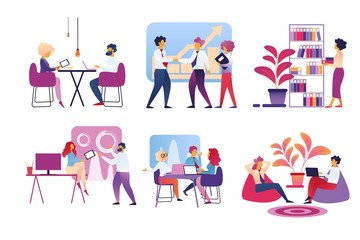 Office People Life Isolated on White Background.