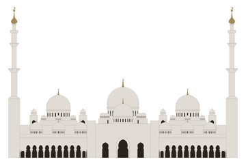 Fototapeta na wymiar Flat style Sheikh Zayed Grand Mosque on white background
