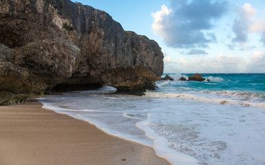 Barbados coastline with sand and rocks