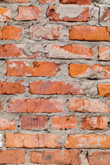 Wall sample from not a colored red brick. Ready photo background. Macro.