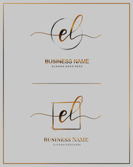 Initial E L EL handwriting logo vector. Letter handwritten logo template.