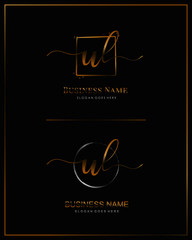 Initial U L UL handwriting logo vector. Letter handwritten logo template.