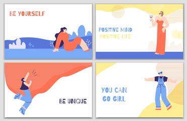 Set Woman Motivation Posters with Daily Stimulus