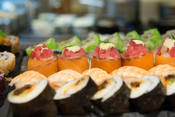 A delicious maki sushi roll Japanese food