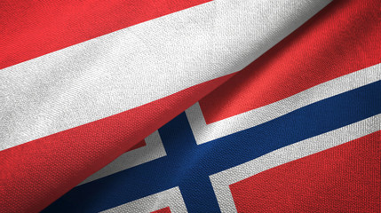 Austria and Norway two flags textile cloth, fabric texture