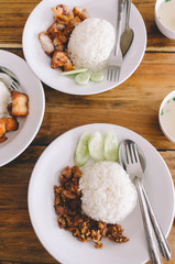 Delicious Fried Pork with Thai rice