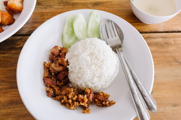 Delicious Fried Pork with Thai rice