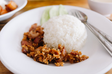 Delicious Fried Pork with Thai rice