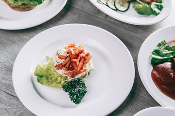 close up. salad of vegetables on a white plate