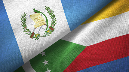 Fototapeta premium Guatemala and Comoros two flags textile cloth, fabric texture