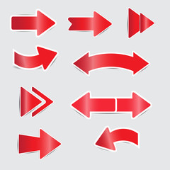 Red arrow stickers with shadow