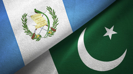 Guatemala and Pakistan two flags textile cloth, fabric texture