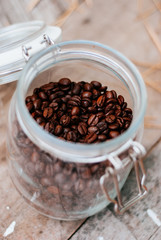 Roasted coffee bean in Nice Glass Jar