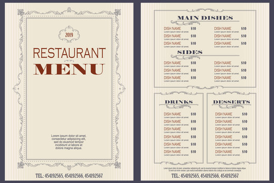 Template cafe or restaurant menu.