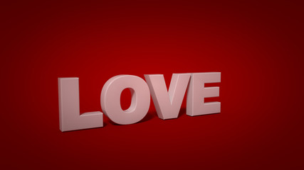 White love text on red background 3D render