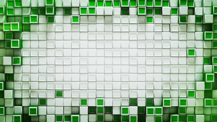Fototapeta premium Frame of green 3D cubes abstract background with free space