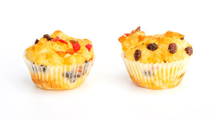 Fruit bread on a white background.