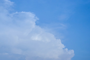 fluffy white clouds on deep blue sky in summer