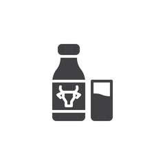 Bottle of milk and glass vector icon. filled flat sign for mobile concept and web design. Cow milk glyph icon. Dairy product symbol, logo illustration. Pixel perfect vector graphics