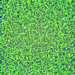 Big data concept, huge amount of dark blue letters and numbers melted in green oil wax water for background texture, 3D illustration.