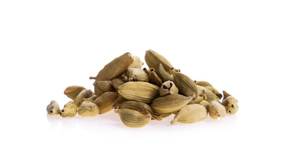 Green Cardamom on white background