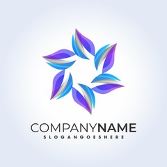 Flower colorful elements vector Template